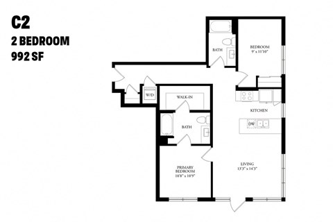 Two Bedroom C2 992 SF - The Ballard Independent